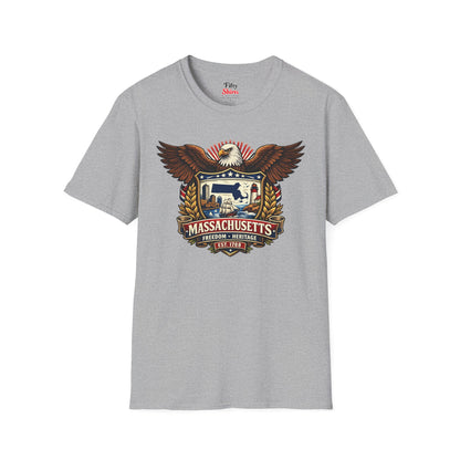 Massachusetts Americana Eagle Unisex Softstyle T Shirt State Pride Graphic Tee Collections FS03