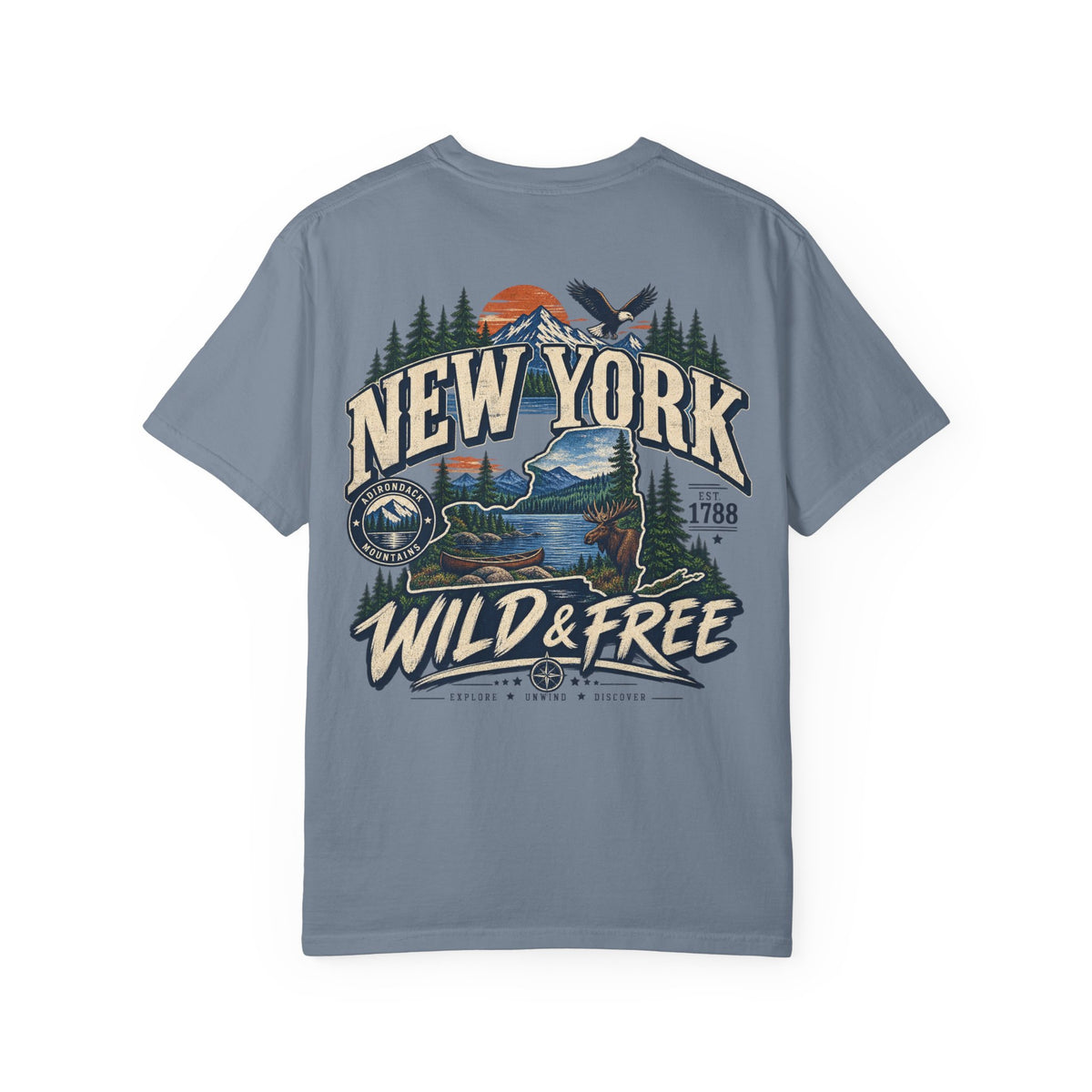 New York Wild & Free Unisex Comfort Color 1717 Streetwear Graphic Tee