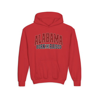 Alabama Born and Raised Vintage Athletic Heritage Unisex Youth Heavy Blend Hooded Sweatshirt Graphic