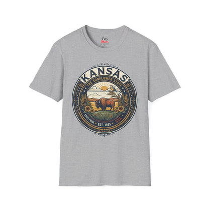 Kansas State Pride Emblem Unisex Softstyle T Shirt State Pride Graphic Tee Collections FS03