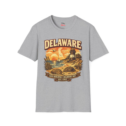 Vintage Delaware Heritage Unisex Softstyle T Shirt State Pride Graphic Tee Collections FS03