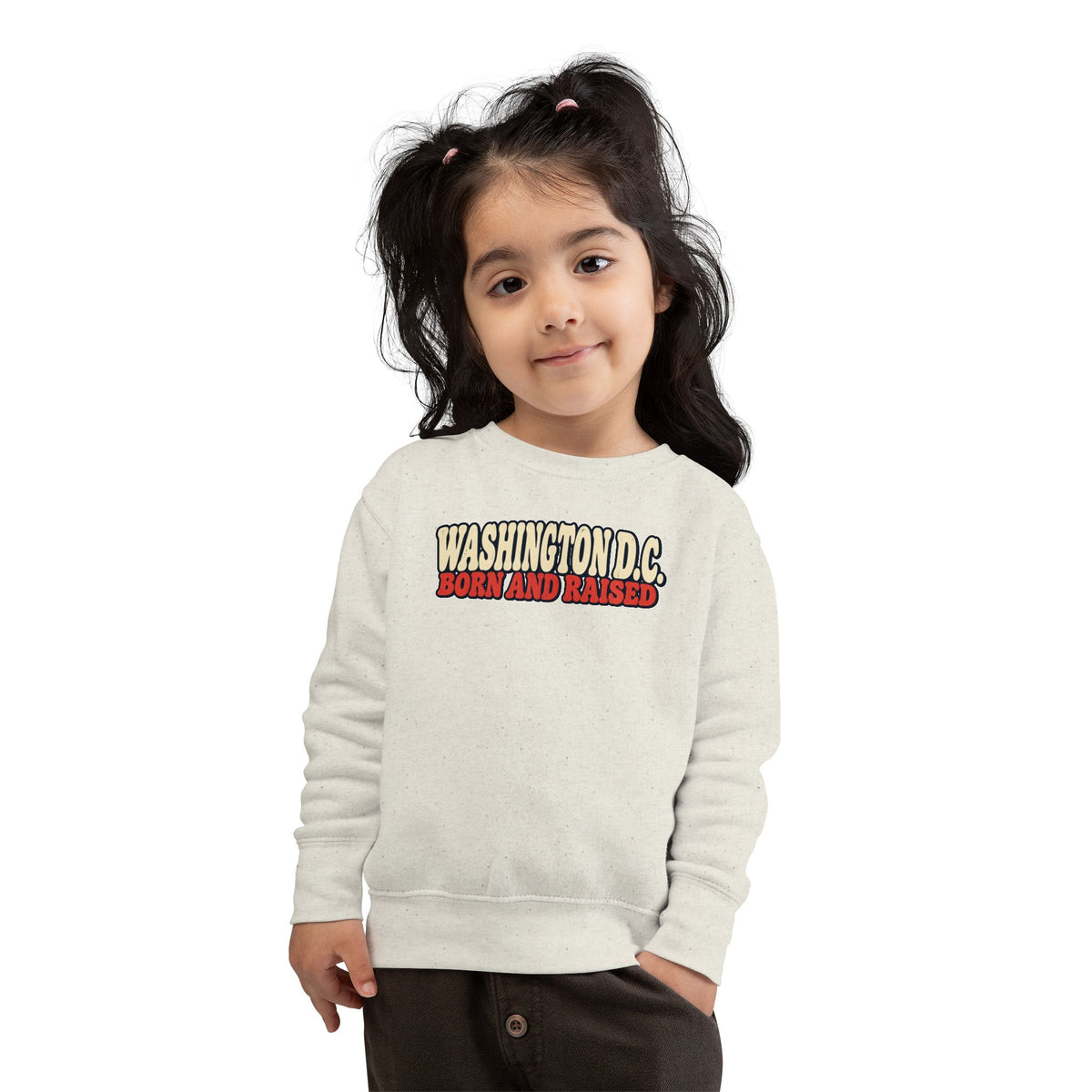 Washington DC Born and Raised Retro 1970s Unisex Toddler Sweatshirt