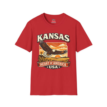 Heart of America Kansas Unisex Softstyle T Shirt State Pride Graphic Tee Collections FS03