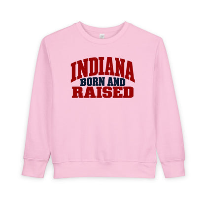 Indiana Born and Raised Rustic Americana Unisex Toddler Sweatshirt