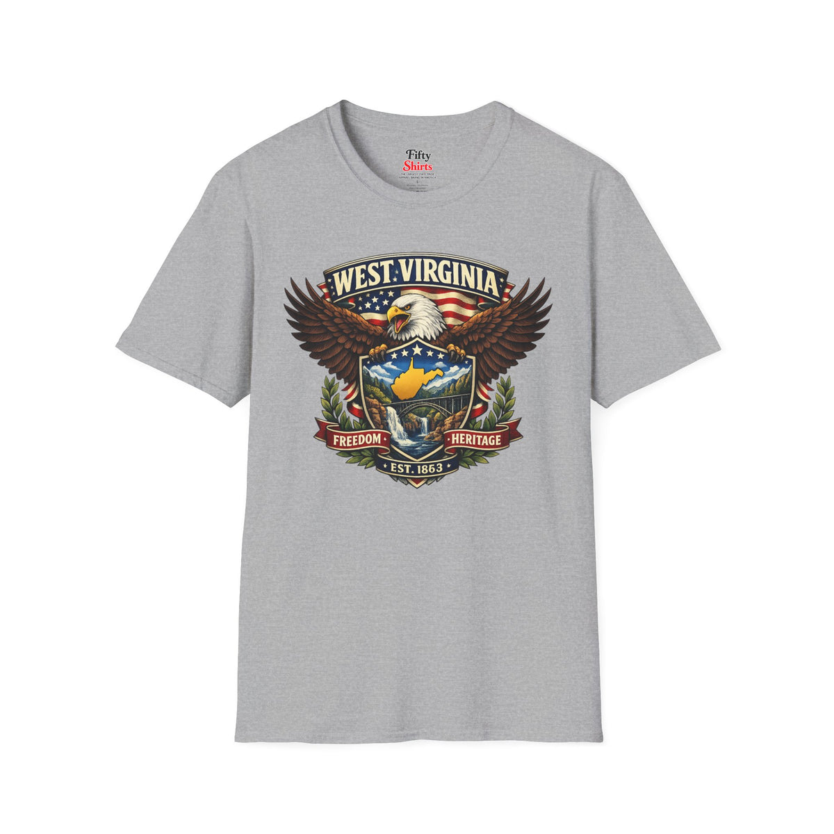 West Virginia Americana Eagle Unisex Softstyle T Shirt State Pride Graphic Tee Collections FS03