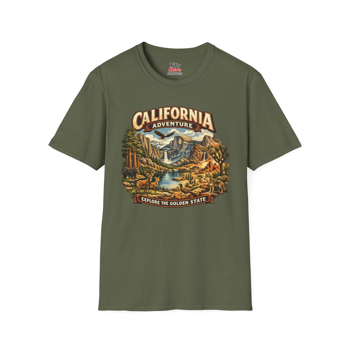 California adventure in Yosemite Unisex Softstyle T Shirt State Pride Graphic Tee Collections FS03