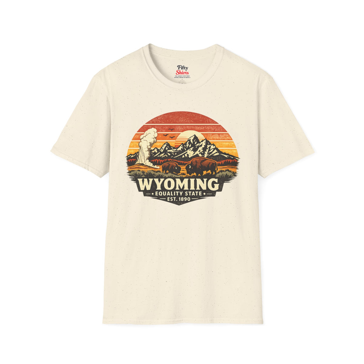 Wyoming Mountain Sunset Unisex Softstyle T Shirt State Pride Graphic Tee Collections FS03