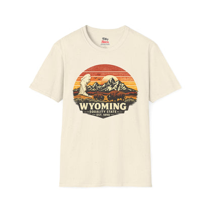 Wyoming Mountain Sunset Unisex Softstyle T Shirt State Pride Graphic Tee Collections FS03