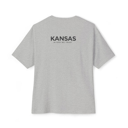 Kansas All State In God We Trust Unisex Casual Oversized Boxy Tee
