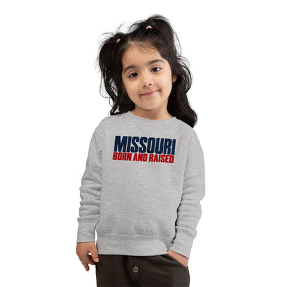Missouri Born and Raised Modern Streetwear Unisex Toddler Sweatshirt Graphic