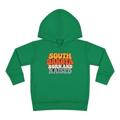 South Dakota Born and Raised Retro 1970s Unisex Toddler Pullover Fleece Hoodie