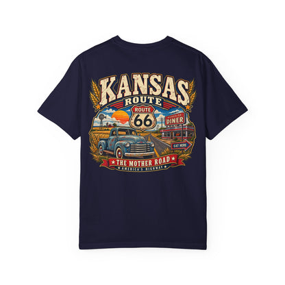 Kansas Route 66 Unisex Comfort Color 1717 Streetwear Graphic Tee