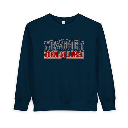Missouri Born and Raised Old-School Americana Unisex Toddler Sweatshirt Graphic