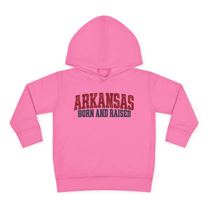 Arkansas Born and Raised Rugged Workwear Unisex Toddler Pullover Fleece Hoodie