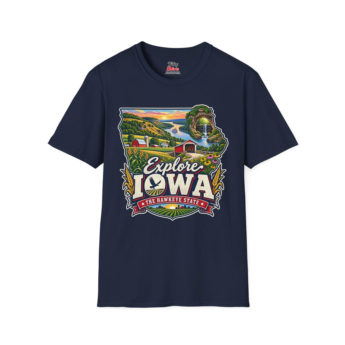 Explore Iowa Unisex Softstyle T Shirt State Pride Graphic Tee Collections FS03