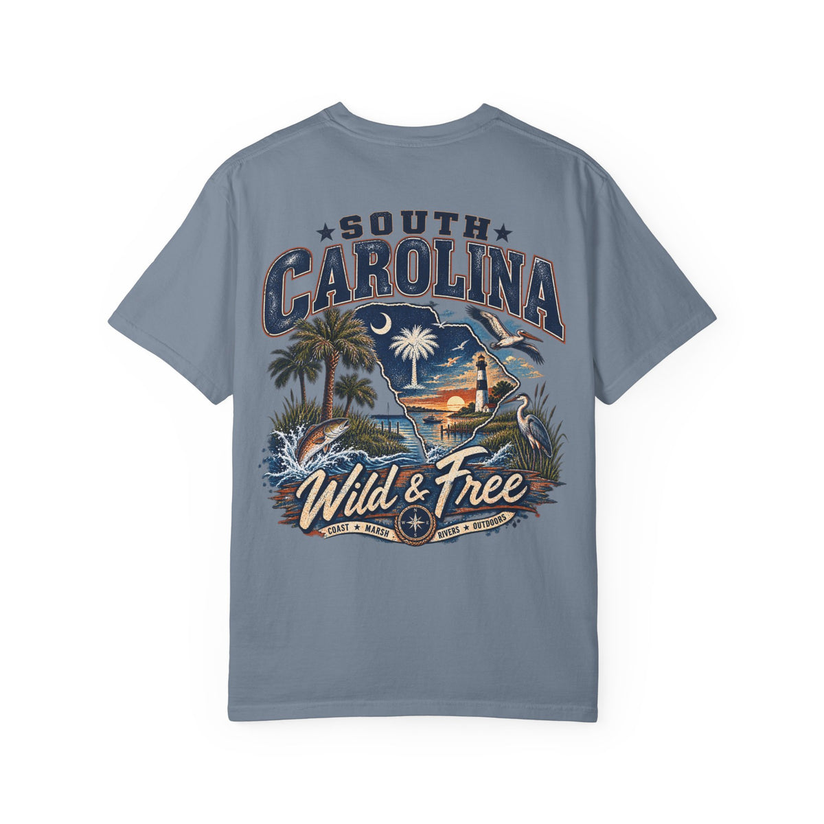 South Carolina Wild & Free Unisex Comfort Color 1717 Streetwear Graphic Tee