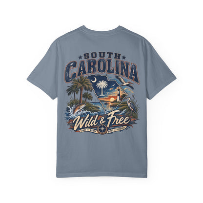 South Carolina Wild & Free Unisex Comfort Color 1717 Streetwear Graphic Tee