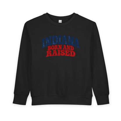 Indiana Born and Raised Retro 1970s Unisex Toddler Sweatshirt