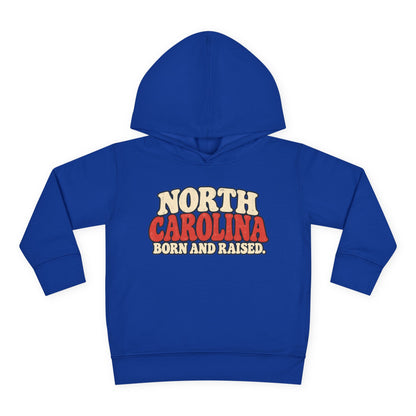 North Carolina Born and Raised Carolina Vintage Unisex Toddler Pullover Fleece Hoodie