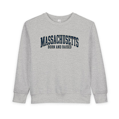 Massachusetts Born and Raised Classic Souvenir Style Unisex Toddler Sweatshirt