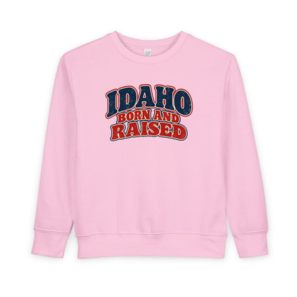 Idaho Born and Raised Retro 1970s Unisex Toddler Sweatshirt