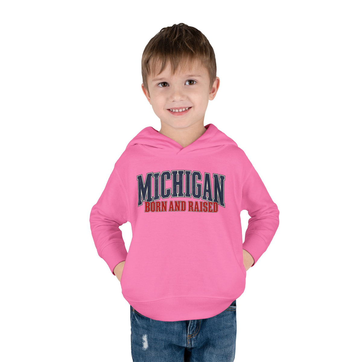 Michigan Born and Raised Luxury Vintage Streetwear Unisex Toddler Pullover Fleece Hoodie