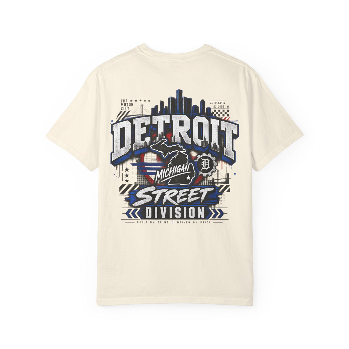 Michigan Detroit Street Division Unisex Comfort Color 1717 Streetwear Graphic Tee