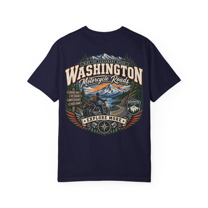 Washington Motorcycle Roads Unisex Comfort Color 1717 Streetwear Graphic Tee