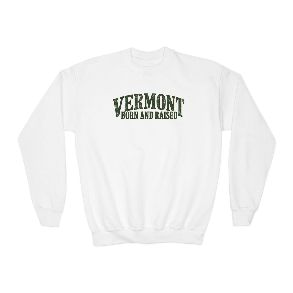 Vermont Born and Raised New England Heritage Unisex Youth Crewneck Sweatshirt