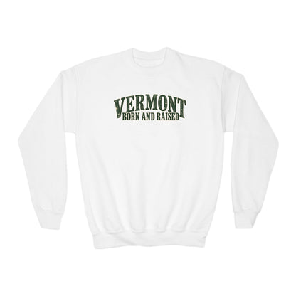 Vermont Born and Raised New England Heritage Unisex Youth Crewneck Sweatshirt