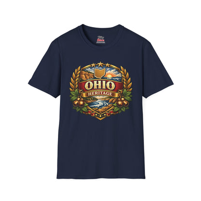 Ohio Heritage Badge Unisex Softstyle T Shirt State Pride Graphic Tee Collections FS03