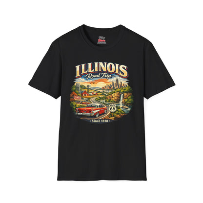 Illinois Road Trip Unisex Softstyle T Shirt State Pride Graphic Tee Collections FS03