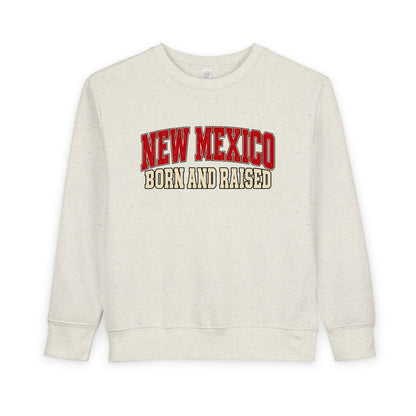New Mexico Born and Raised Retro Collegiate Unisex Toddler Sweatshirt