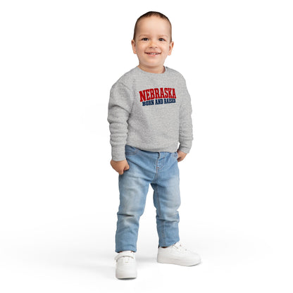Nebraska Born and Raised Rugged Workwear Unisex Toddler Sweatshirt Graphic