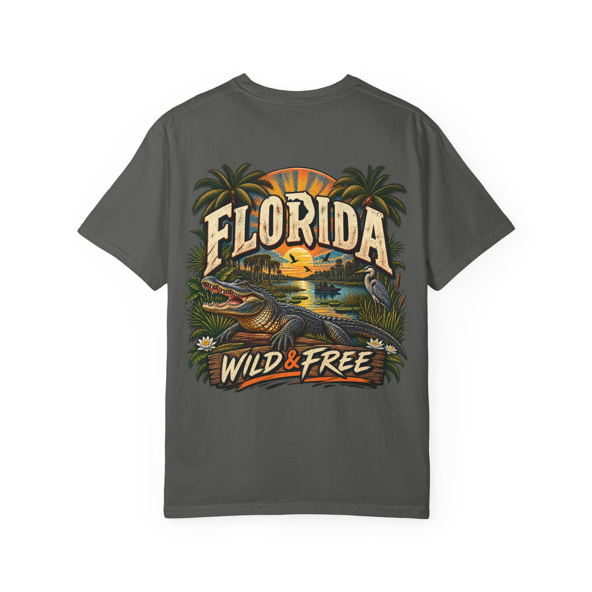 Florida Wild & Free  Unisex Comfort Color 1717 Streetwear Graphic Tee