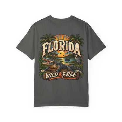 Florida Wild & Free  Unisex Comfort Color 1717 Streetwear Graphic Tee