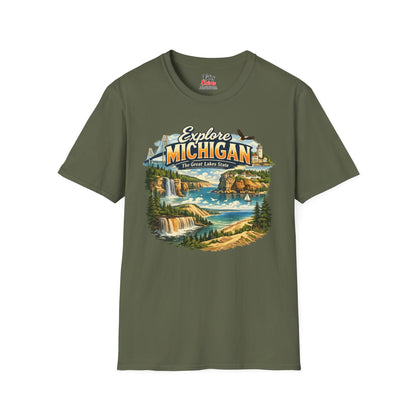 Explore Michigan Unisex Softstyle T Shirt State Pride Graphic Tee Collections FS03