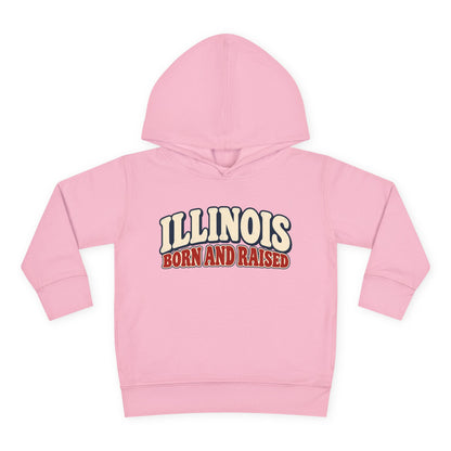 Illinois Born and Raised Retro 1970s Unisex Toddler Pullover Fleece Hoodie