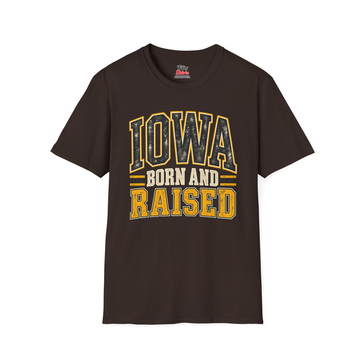 Iowa Born and Raised Unisex Softstyle T Shirt State Name Graphic Tee