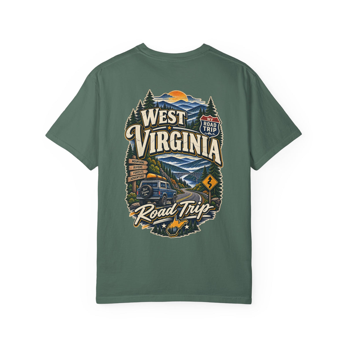West Virginia Road Trip Unisex Comfort Color 1717 Streetwear Graphic Tee