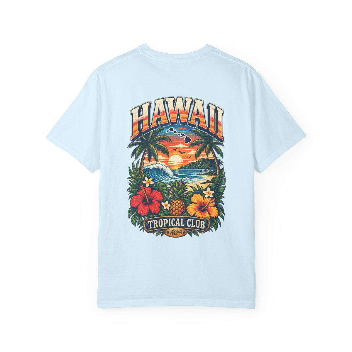 Hawaii Tropical Club Unisex Comfort Color 1717 Streetwear Graphic Tee