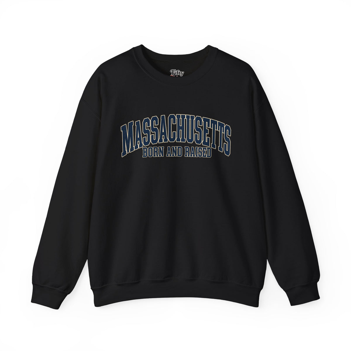 Massachusetts Born and Raised Classic Souvenir Style Unisex Sweatshirt Graphic