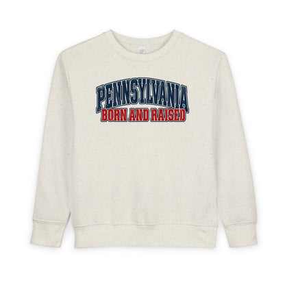 Pennsylvania Born and Raised Vintage Collegiate Unisex Toddler Sweatshirt
