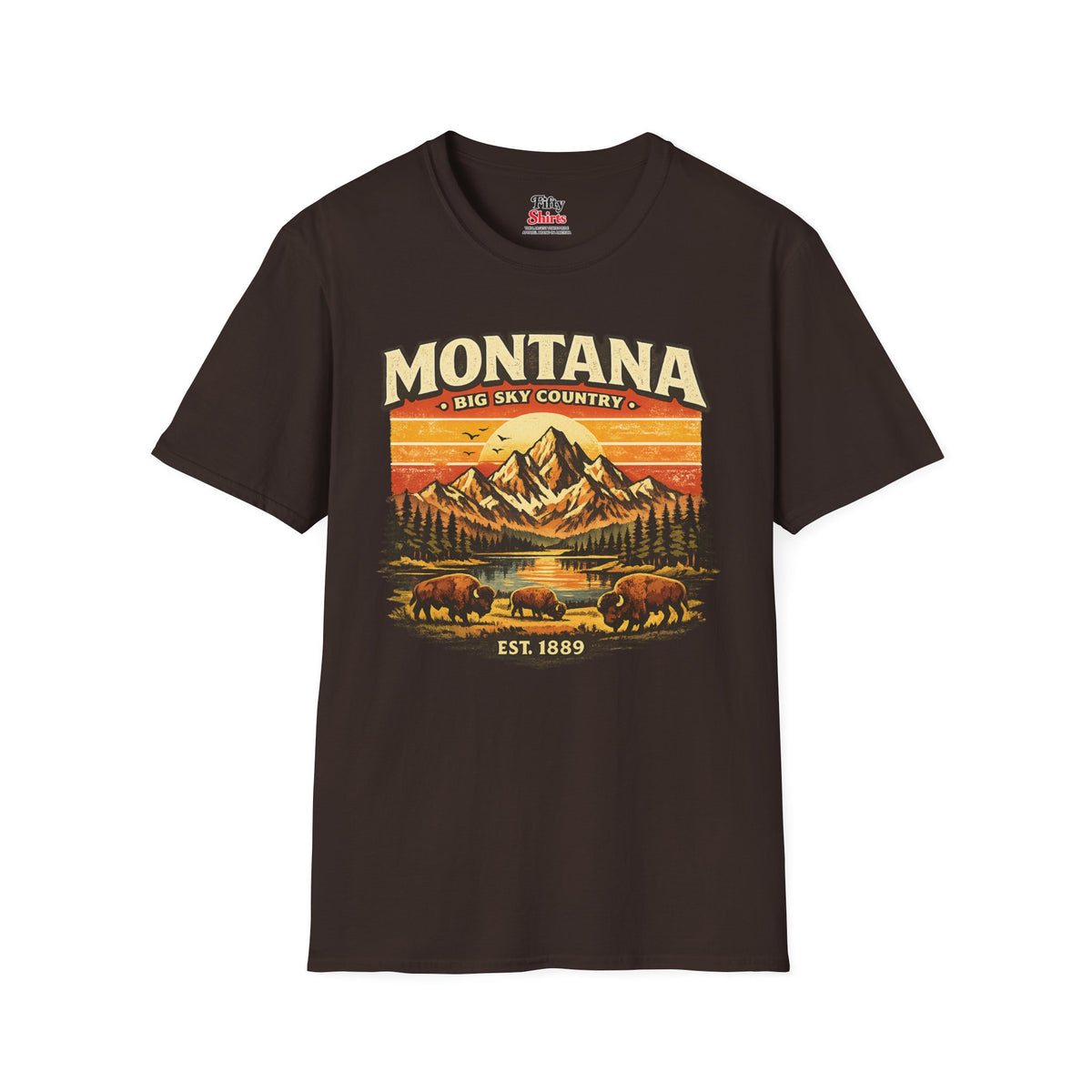Montana Mountain Sunset Unisex Softstyle T Shirt State Pride Graphic Tee Collections FS03