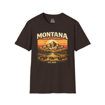 Montana Mountain Sunset Unisex Softstyle T Shirt State Pride Graphic Tee Collections FS03