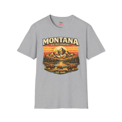 Montana Mountain Sunset Unisex Softstyle T Shirt State Pride Graphic Tee Collections FS03