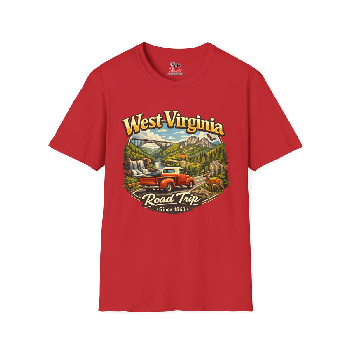 West Virginia Road Trip Unisex Softstyle T Shirt State Pride Graphic Tee Collections FS03