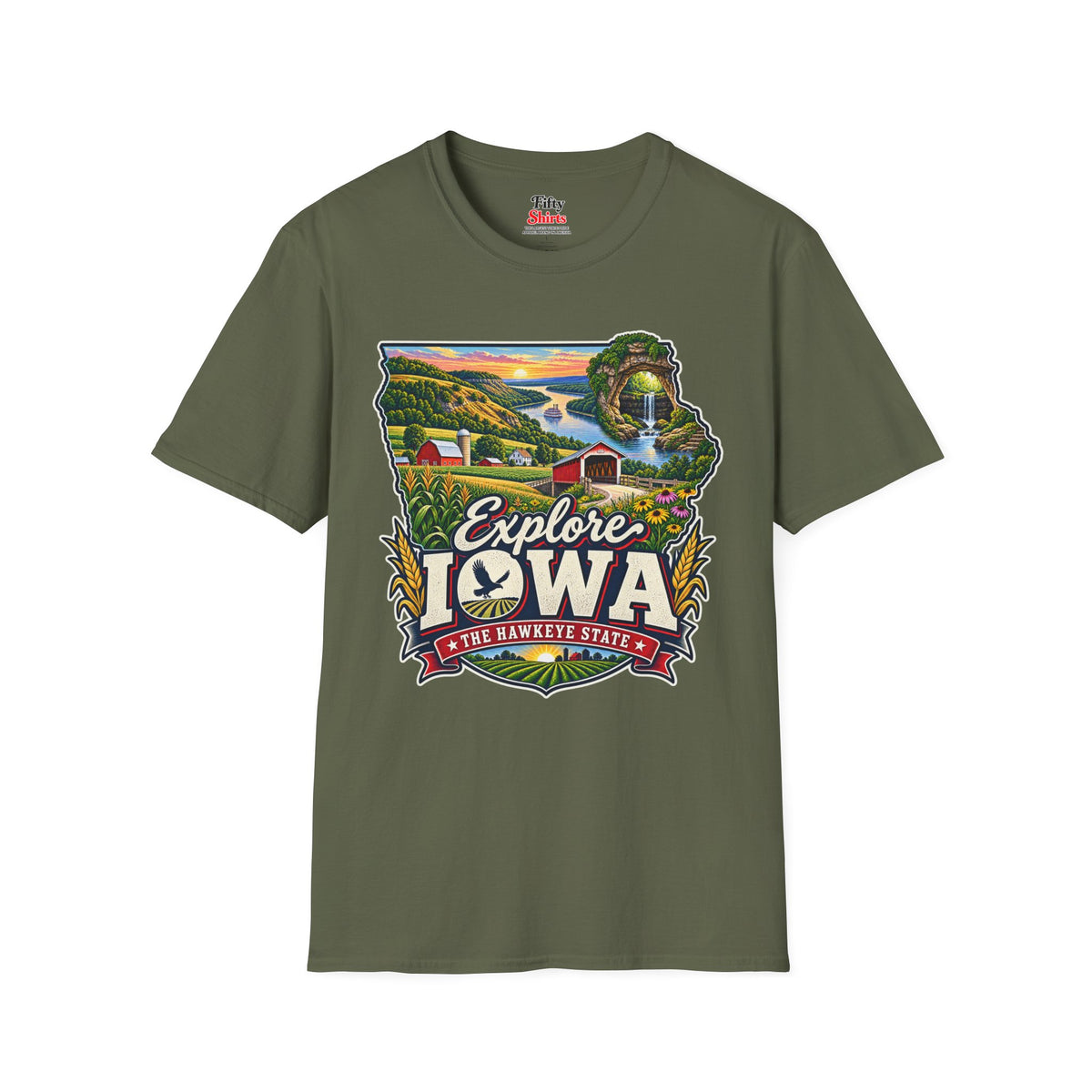 Explore Iowa Unisex Softstyle T Shirt State Pride Graphic Tee Collections FS03