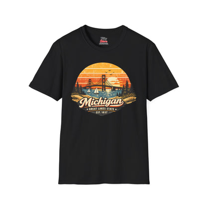 Michigan Lakeside Sunset Unisex Softstyle T Shirt State Pride Graphic Tee Collections FS03