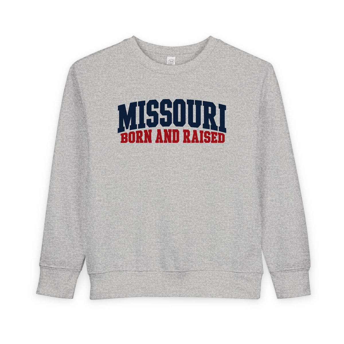 Missouri Born and Raised Minimal Vintage Unisex Toddler Sweatshirt Graphic